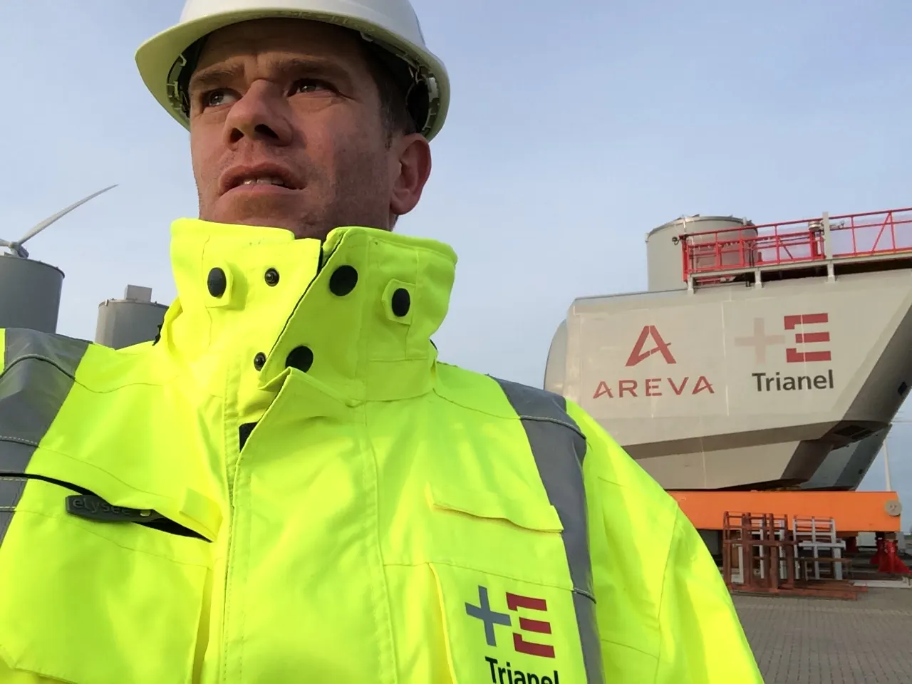 Craig Garbutt on site at the Trianel Windpark Borkum offshore wind installation, North Sea