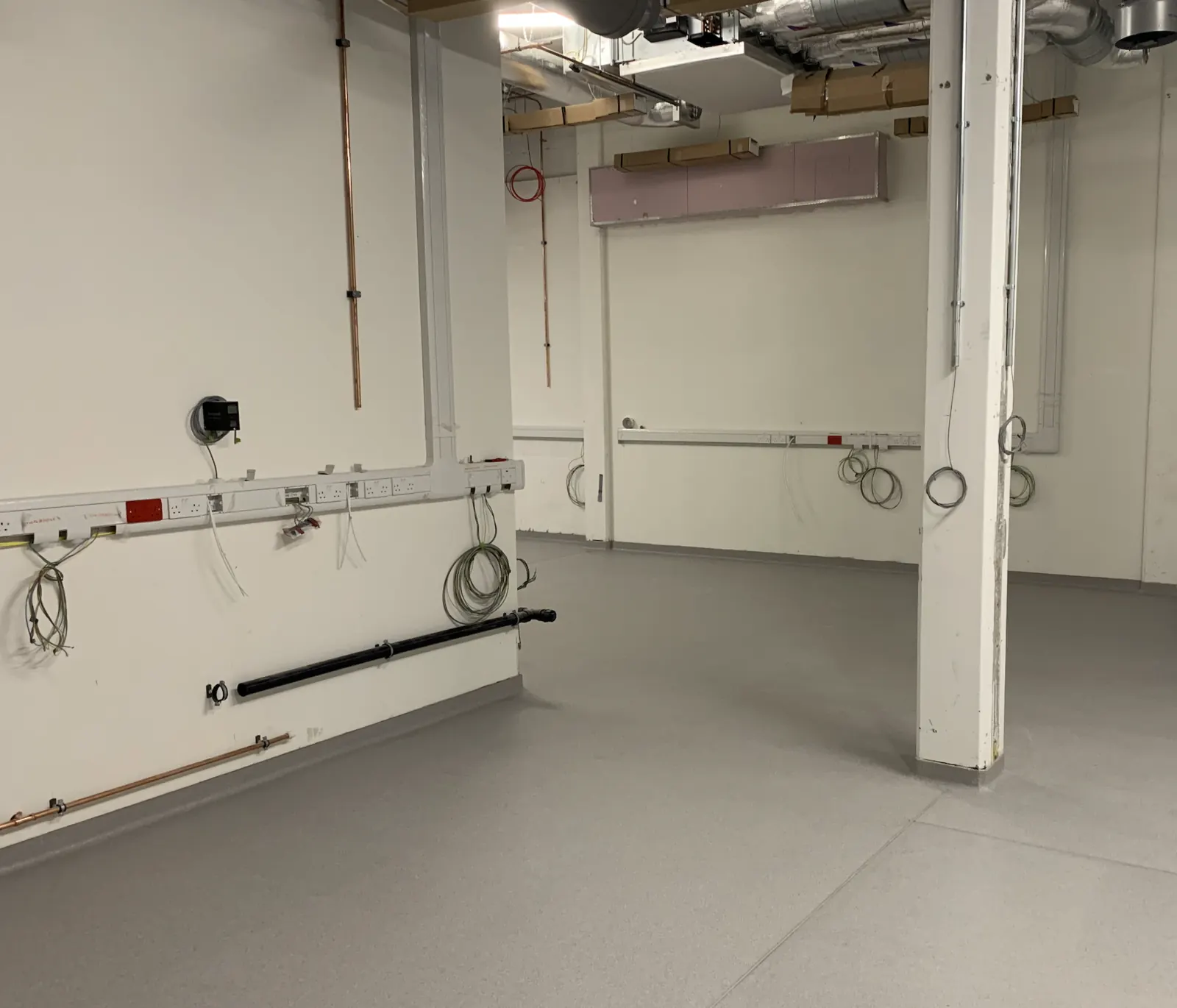 Advanced Materials Testing Facility — services first-fix and wall containment mid fit-out