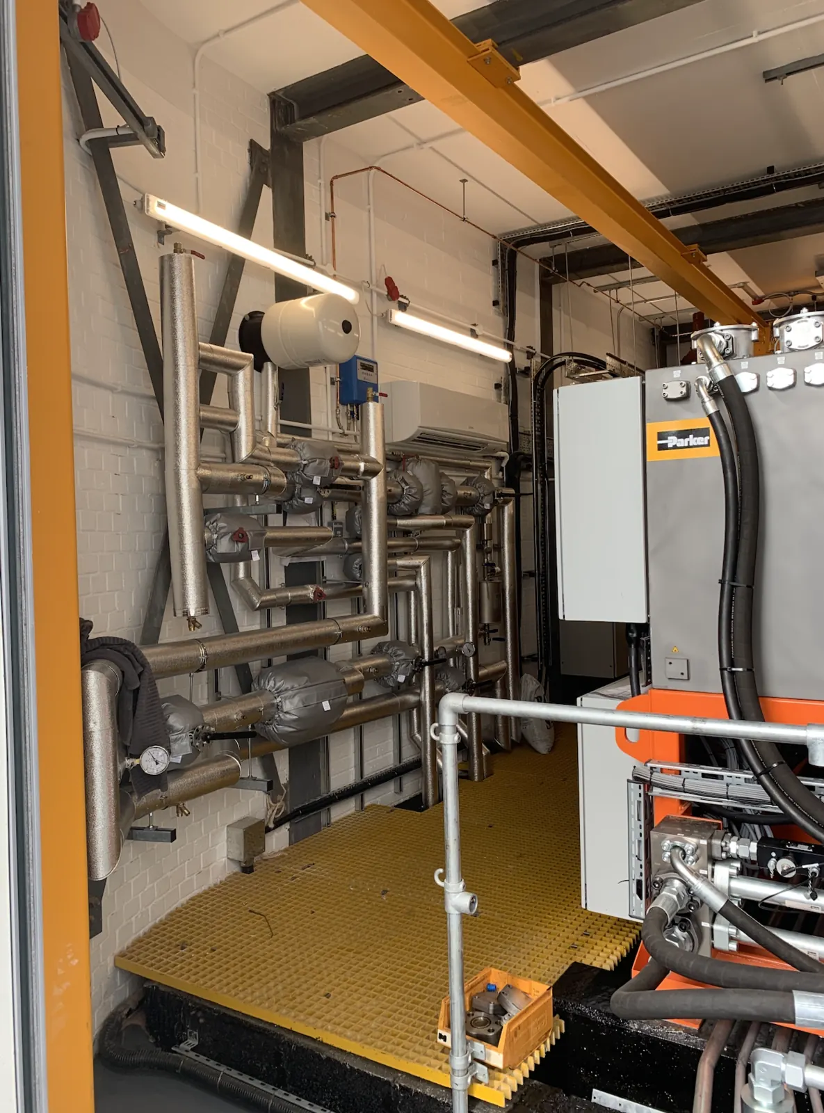Completed stainless steel pipework distribution alongside the plant equipment