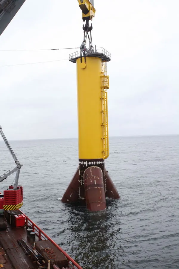 Trianel Windpark Borkum — AREVA monopile foundation being lowered into the North Sea